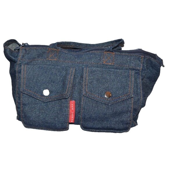 Vtg Teen Vogue Jean Denim look Sparkly Tote Handbag Purse retro - Picture 1 of 9